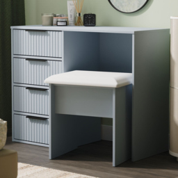 Crowndale Fluted 4 Drawer Denim Blue Vanity Dressing Table Ready Assembled - thumbnail 1