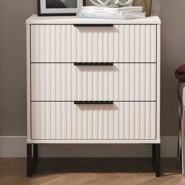 Crowndale Fluted 3 Drawer Kashmir Matt Midi Chest of Drawers Ready Assembled - image 1
