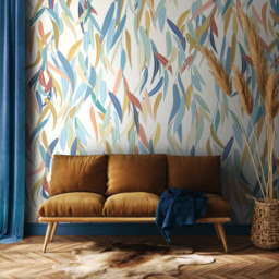 Origin Murals Willow Trees Blue Wall Mural - thumbnail 1