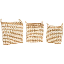 Set of 3 Seagrass and Jute Baskets Natural - thumbnail 1