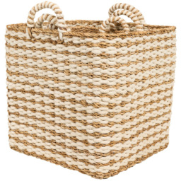 Set of 3 Seagrass and Jute Baskets Natural - thumbnail 3