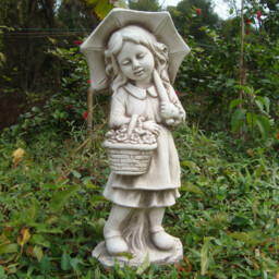 Umbrella Figurine Statue Light Grey Girl - thumbnail 1