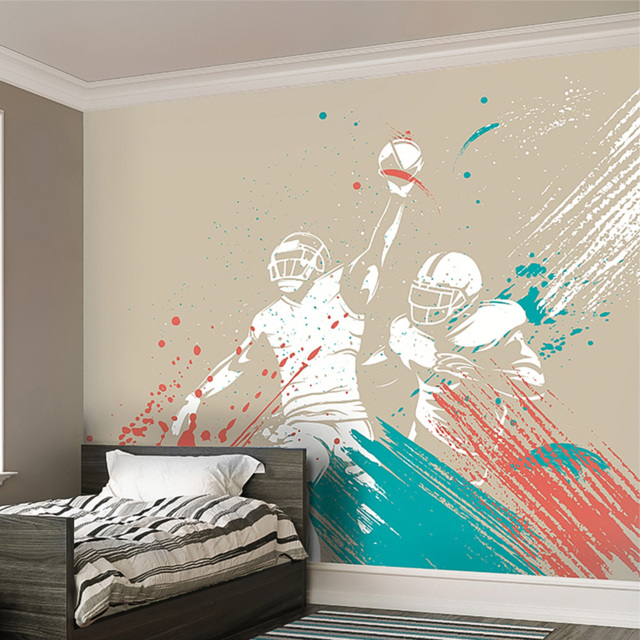 Origin Murals American Footballers Paint Splash Grey Wall Mural - image 1