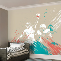 Origin Murals American Footballers Paint Splash Grey Wall Mural