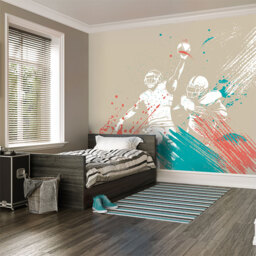 Origin Murals American Footballers Paint Splash Grey Wall Mural - thumbnail 3
