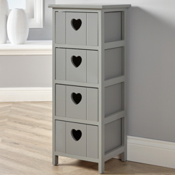 Home Source Love Grey 4 Drawer Chest Storage Unit