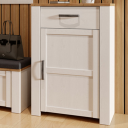 Florence Bohol 1 Door 1 Drawer Riviera Oak and White Shoe Cabinet