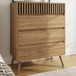 GFW Rowan Oak 4 Drawer Slatted Chest of Drawers - thumbnail 1