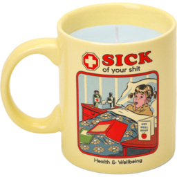 Steve Rhodes Sick of Your Shit Blue Lavender Scented Mug Candle Cream