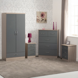Seconique Nevada Grey and Light Oak Effect 4 Piece Bedroom Furniture Set