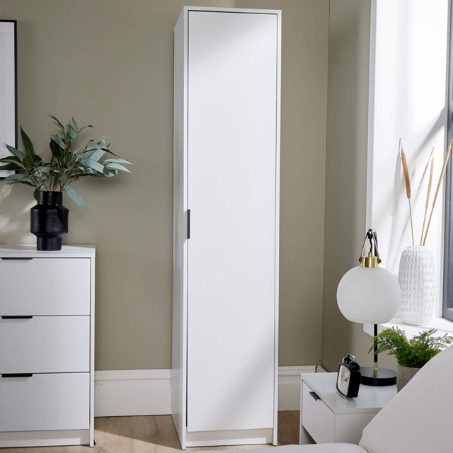 Home Source Phoenix Single Door White Wardrobe with Hanging Rail - image 1