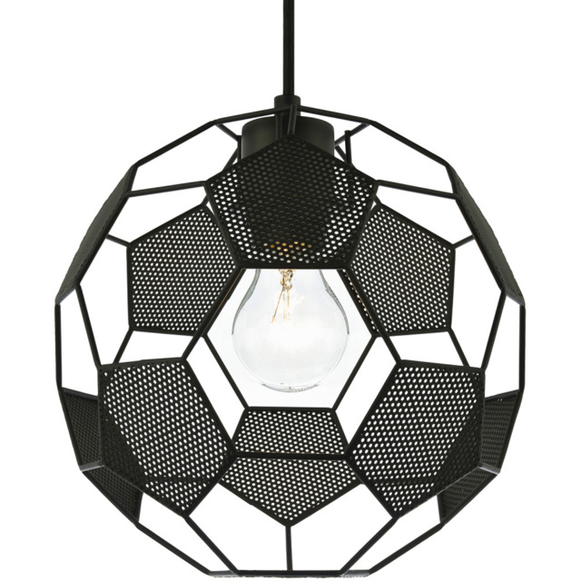 Happy Homewares Matte Black Football Football Pendant Shade with Laser Cut Holes - image 1