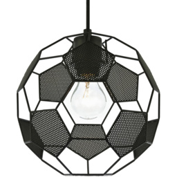 Happy Homewares Matte Black Football Football Pendant Shade with Laser Cut Holes