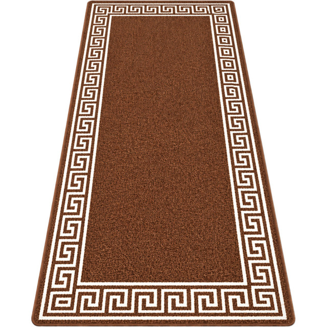 Smart Living Greekey Brown and Cream Gel Back Non-Slip Door Mat 80 x 300cm - image 1