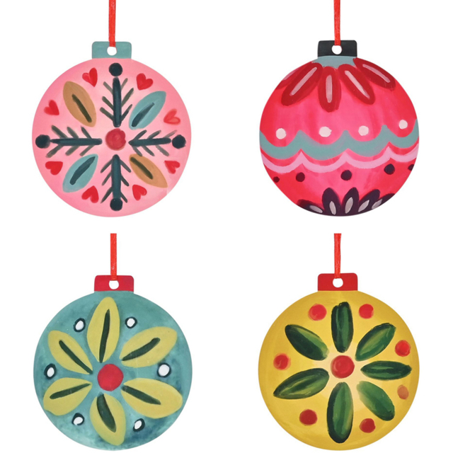 The Christmas Gift Co Hanging Wooden Decorations 4 Pack - image 1