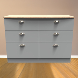 Crowndale Victoria Dusk Grey and Oak 6 Drawer Wide Midi Chest of Drawers