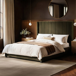 Flair Tiggy Khaki Velvet King Size Ottoman Bed with Winged Headboard
