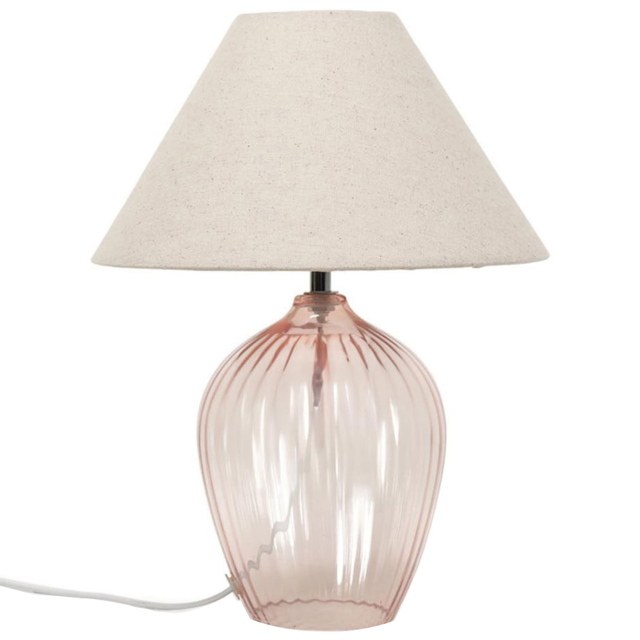 ValueLights Olivet Pink and Natural Taper Shade Glass LED Table Lamp - image 1