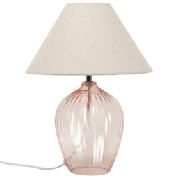 ValueLights Olivet Pink and Natural Taper Shade Glass LED Table Lamp - thumbnail 1