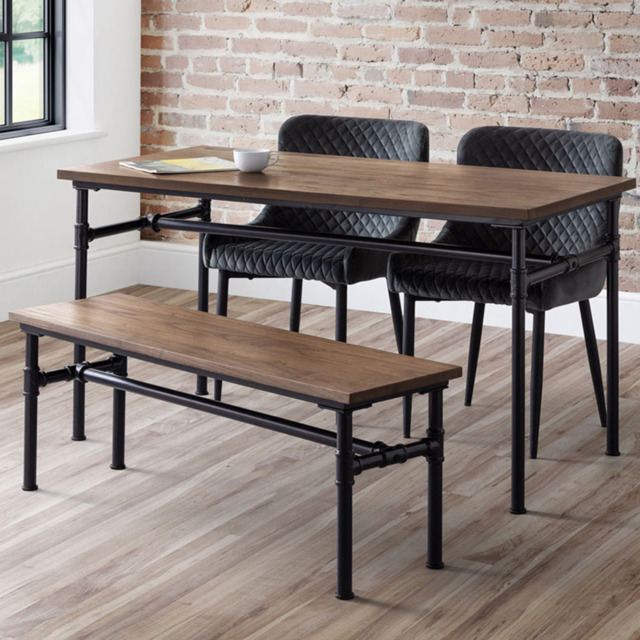 Julian Bowen Carnegie Elm Wood 4 Seater Dining Table Mocha and Black - image 1