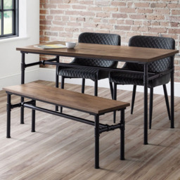 Julian Bowen Carnegie Elm Wood 4 Seater Dining Table Mocha and Black