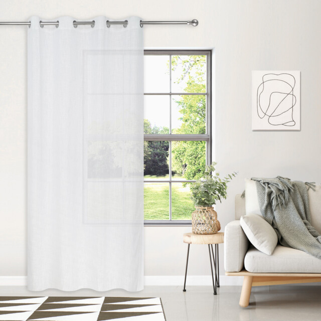 Cosmo Slub Voile Eyelet Curtain Silver 140 x 240cm - image 1