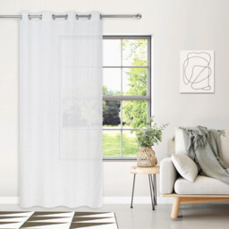 Cosmo Slub Voile Eyelet Curtain Silver 140 x 240cm - thumbnail 1