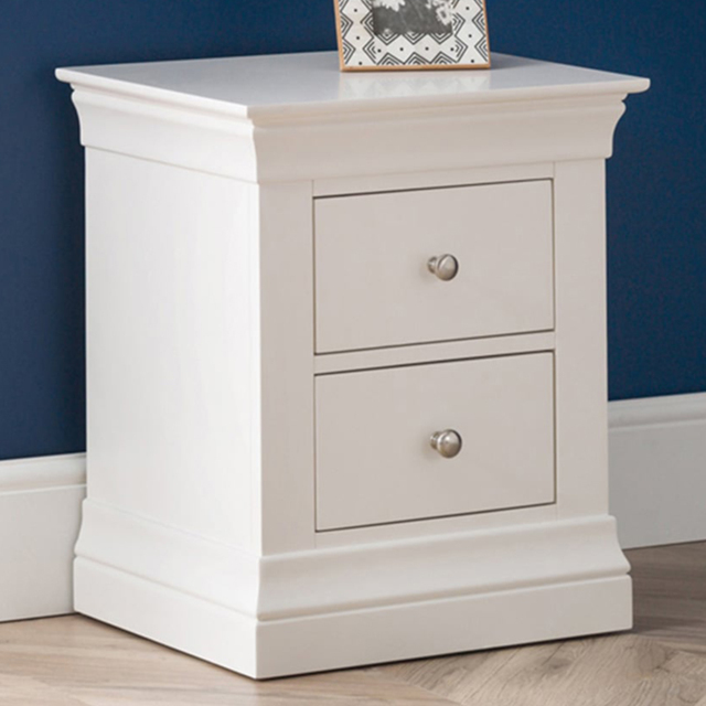 Julian Bowen Clermont 2 Drawer Surf White Bedside Table - image 1