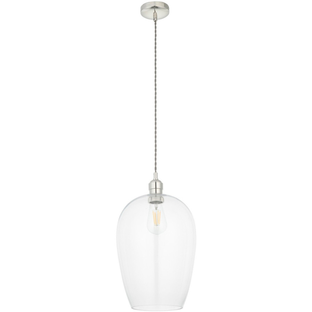 Merano Livorno Clear Glass Bright Nickel Plate Pendant Ceiling Lamp - image 1