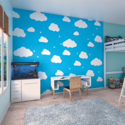 Origin Murals Cartoon Cloudy Sky Blue Wall Mural - thumbnail 3