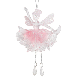 Single Frosted Pink Glitter Fairy Hanging Christmas Decoration in Assorted styles - thumbnail 2