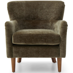 Roberta Olive Chenille Wingback Armchair with Walnut Legs - thumbnail 2