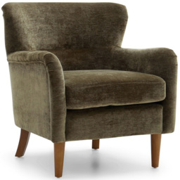 Roberta Olive Chenille Wingback Armchair with Walnut Legs - thumbnail 3