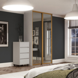 Spacepro Shaker 2 Door Oak Frame Mirror Sliding Wardrobe Kit 1449mm - thumbnail 2