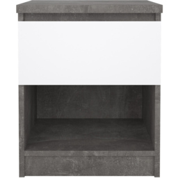 Florence Single Drawer Single Shelf Concrete and White High Gloss Bedside Table - thumbnail 3