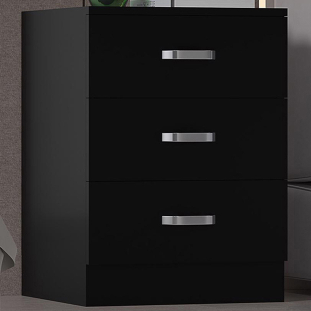 FWStyle Tunis 3 Drawer Matt Black Chest of Drawer - image 1