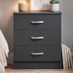 FWStyle Tunis 3 Drawer Matt Black Chest of Drawer