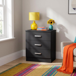 FWStyle Tunis 3 Drawer Matt Black Chest of Drawer - thumbnail 2