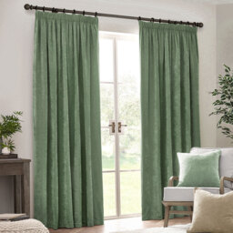 Yard Green Heavy Chenille Velvet Pencil Pleat Curtains 229 x 229cm