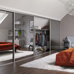 Spacepro 1 Panel Silver Mirror Attic Sliding Door - thumbnail 2