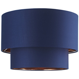 Happy Homewares 2 Tier Midnight Blue Cotton Ceiling Pendant Shade with Shiny Copper Inner