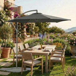 Garden Gear 2.7m Charcoal Cantilever Parasol with Cover - thumbnail 4