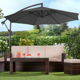 Garden Gear 2.7m Charcoal Cantilever Parasol with Cover - thumbnail 2