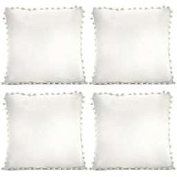 Alan Symonds Cream Pom Pom Edged Plain Cushion with Polyester Filled Pad 43 x 43cm 4 Pack