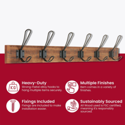 Headbourne Black 6 Hook Coat Rail - thumbnail 4