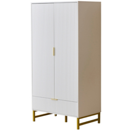 Langham 2 Door Single Drawer Ridged Fluted Wardrobe - thumbnail 2