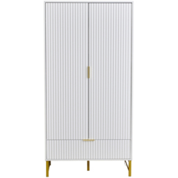 Langham 2 Door Single Drawer Ridged Fluted Wardrobe - thumbnail 3