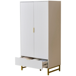 Langham 2 Door Single Drawer Ridged Fluted Wardrobe - thumbnail 4