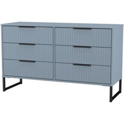 Crowndale Fluted 6 Drawer Denim Blue Wide Chest of Drawers Ready Assembled - thumbnail 4