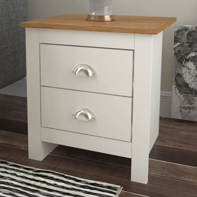 Lexington 2 Drawer White and Oak Bedside Table - image 1